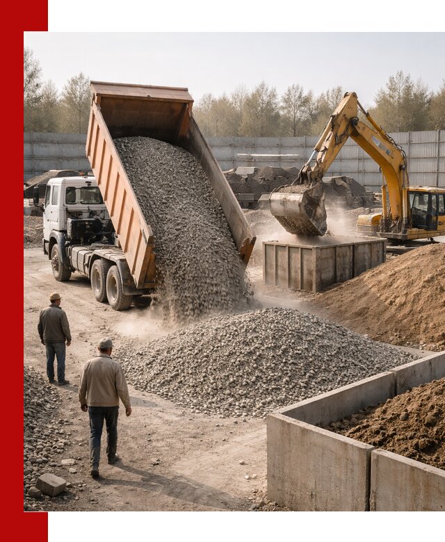 Доставка нерудных материалов с погрузкой и разгрузкой в Кузнецке