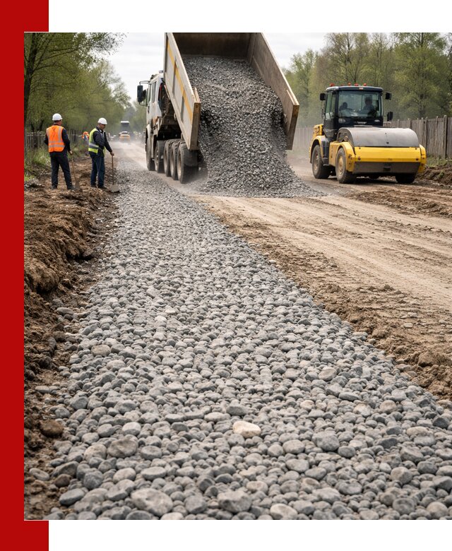 Доставка щебня для отсыпки дорог в Кузнецке высокого качества