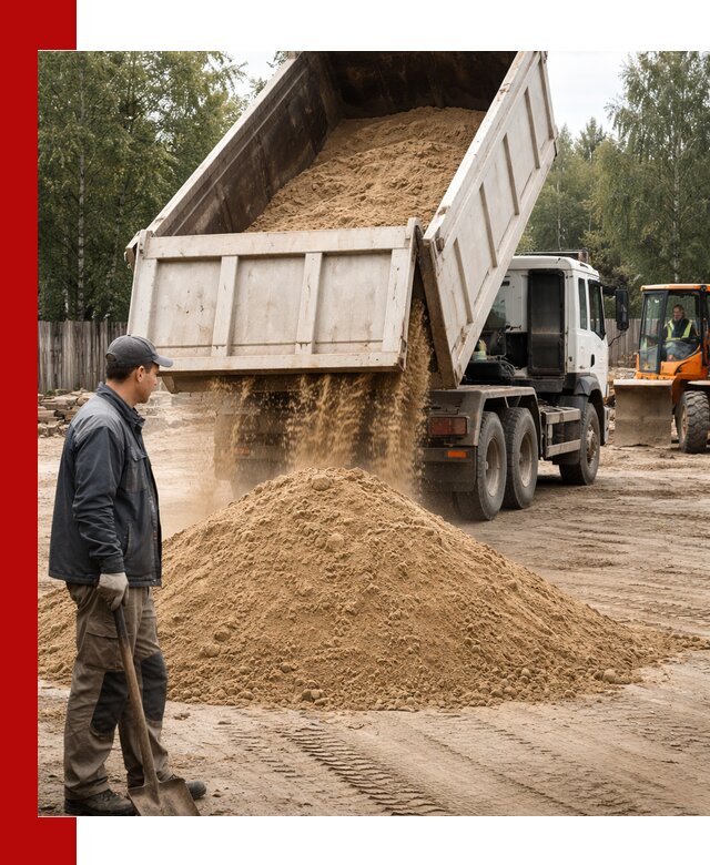 Доставка и продажа песка с разгрузкой в Кузнецке