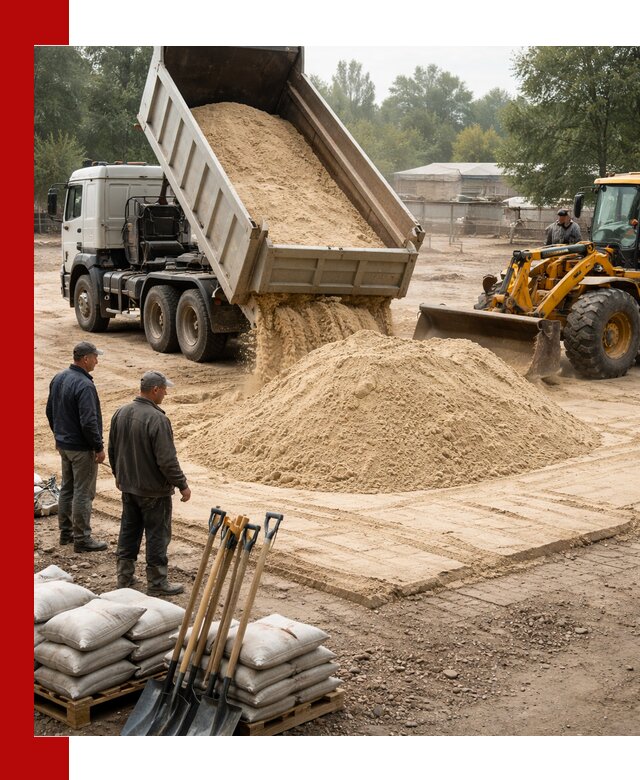 Доставка мытого песка в Кузнецке с самосвалами по выгодной цене