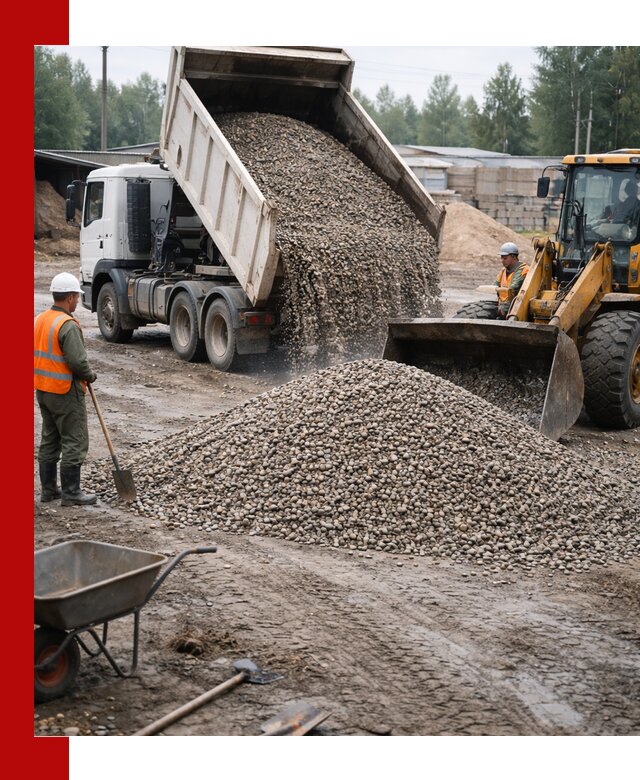 Мытый гравий с доставкой в Кузнецке от карьера до участка