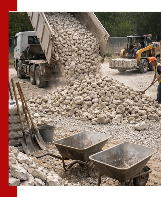 Доставка и продажа бутового известнякового камня в Кузнецке