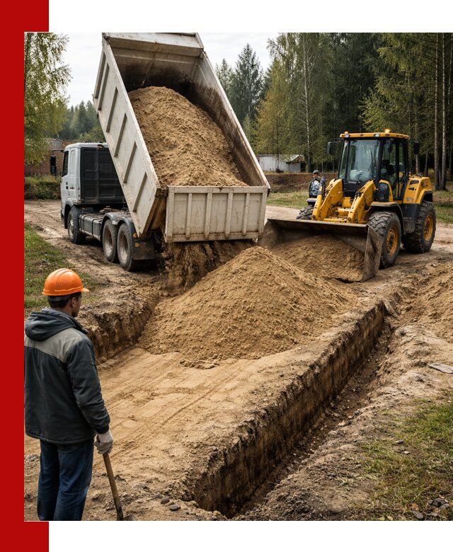 Доставка песчаного грунта в Кузнецке для строительных работ