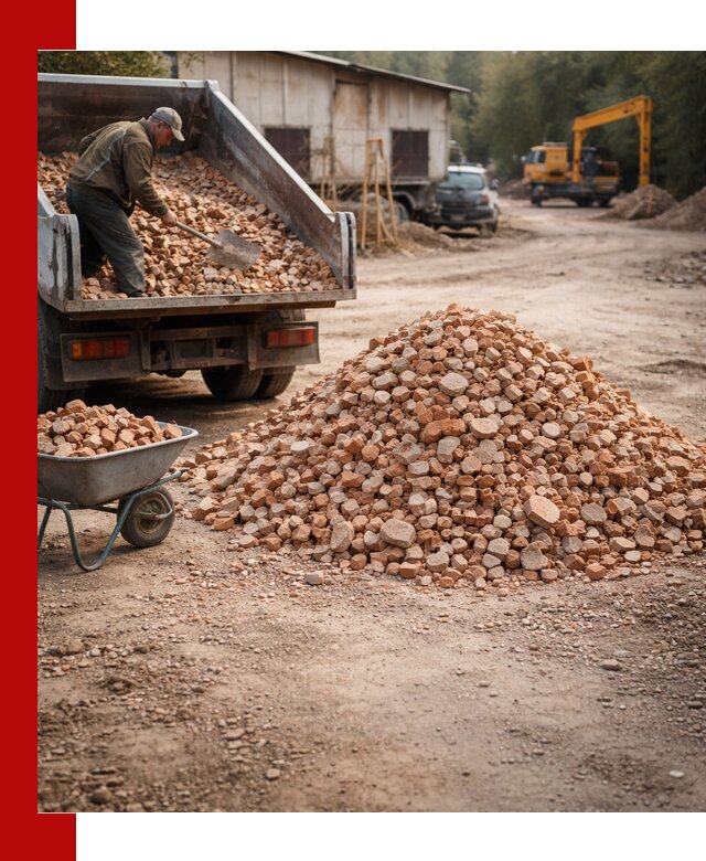 Доставка и подушка из боя кирпича с разгрузкой в Кузнецке