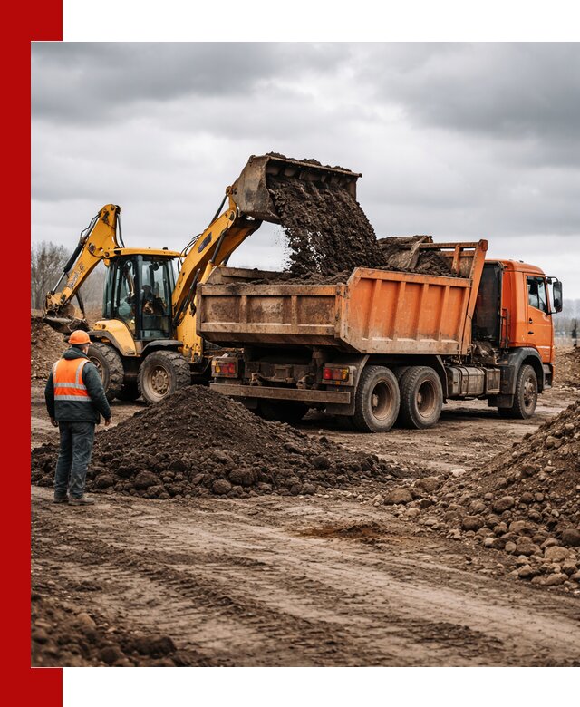 Вывоз грунта и строительного мусора в Кузнецке грузовыми самосвалами