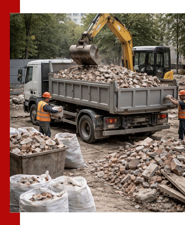 Вывоз строительного мусора в Кузнецке с самосвалами и контейнерами